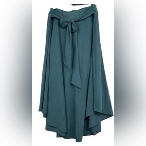 Halara Flowy Asymmetrical Maxi Skirt with Waist Tie Blue Green L Breathable 2in1
